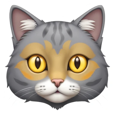 A gray cat with yellow eyes named max he is very cute and has a white spot on his neck sticker