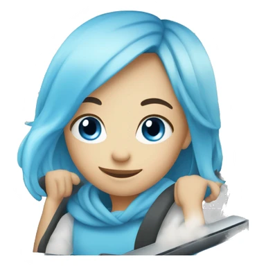 smiling girl blue eyes with car sticker