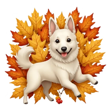 White belgian Shepard Dancing in fall and Love it sticker