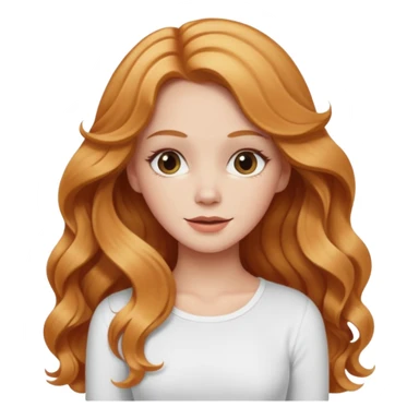 white girl with strawberry blonde supernlong wavy hair, white top  sticker