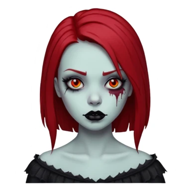 zombie girl with black and red hair long and goth style sticker
