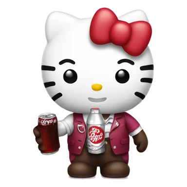 hello kitty holding dr pepper sticker