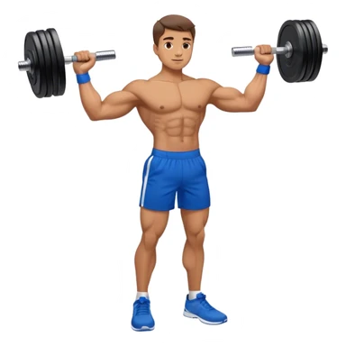 man with blue shorts doing side-lateral raise (T pose) with light dumbbells sticker