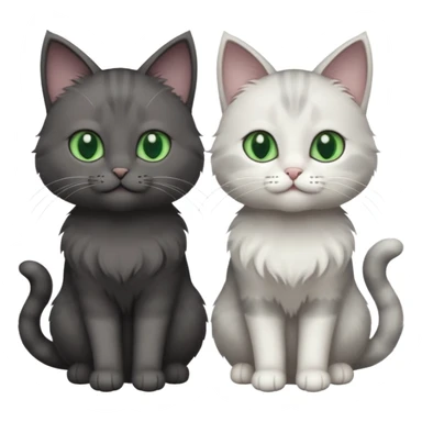 2 different coloured grey cats including one dark grey and white cat and one completely solid dark grey cat with green eyes and only white paws sticker