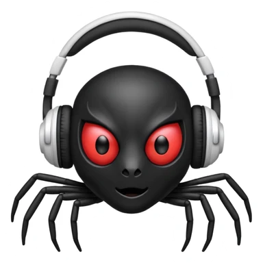 A black spider with white headphones sticker