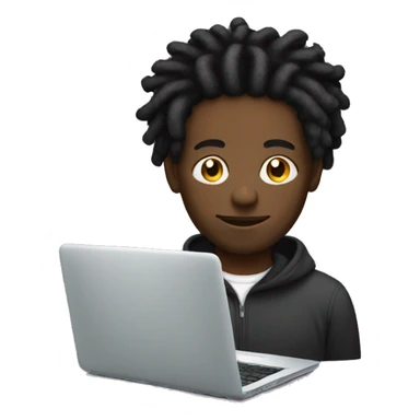 black man with dreads behind laptop sticker