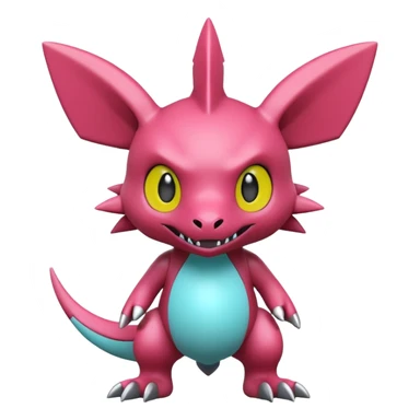 A 3D CGI model of a randomly-colored edgy kawaii Fakémon-Pokémon-Digimon-creature (full body) sticker