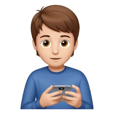 a brown haired boy playing on an iphone 16 smartphone sticker