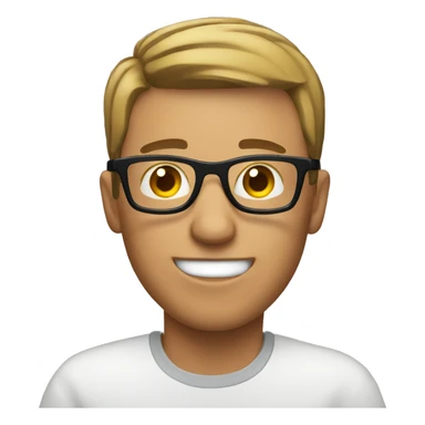  guy with short hair and glasses, editing videos on a computer sticker