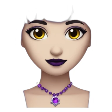 Elissabat-with-bangs-long-hair-dark-purple-and-black-vampire-goth-makeup-crown-pinkeyes sticker