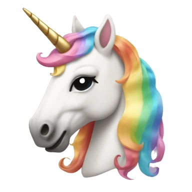 unicorn head with a pastel rainbow mane and a golden horn sticker