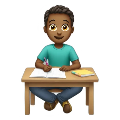 First grader doing homework sticker