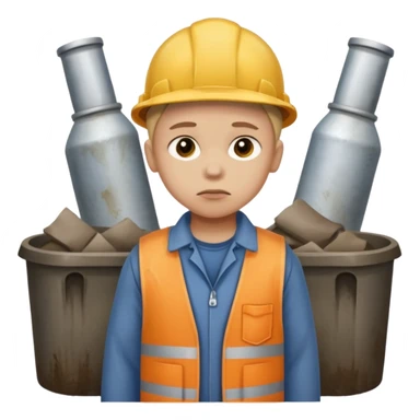 a child with a sad face works in a factory sticker