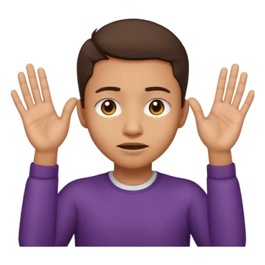 Nervous emoji + hands up emoji. Remove flow effects at the very top the of the hands palm forward so the head can be between the hands. Lightskin emoji sticker