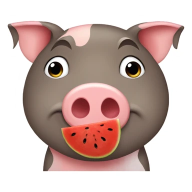 a pig which likes watermelom sticker