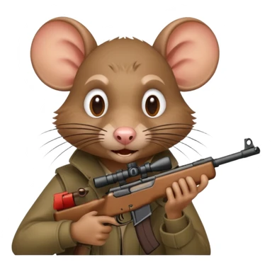 a crazy rat aiming down a sniper rifle sticker