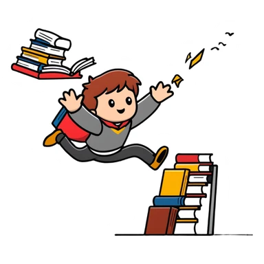 Hogwarts student falling down stairs with books flying sticker