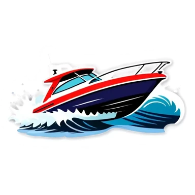 sport boat over wave sticker