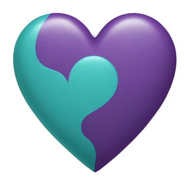 half teal half purple heart sticker