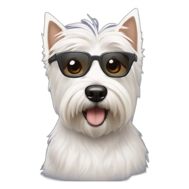 Perro westie con un hombre con pelo de punta y gafas sticker