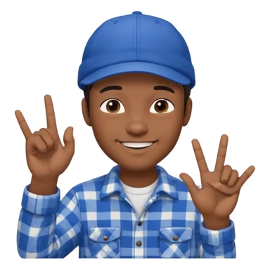 Emoji of a young man with dark hair, wearing a blue cap and a white flannel shirt, the young man is making a "like" gesture with his right hand sticker