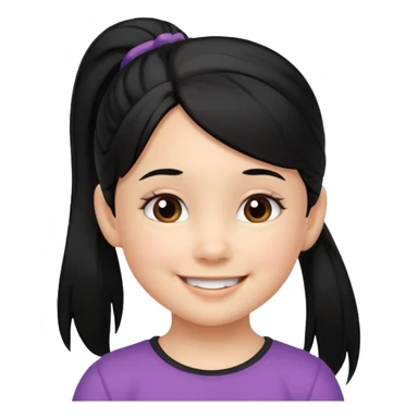 una chica pequeña con una cola de caballo el pello color negro  3 años sticker