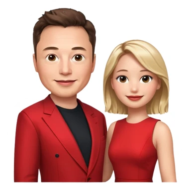 elon musk and Jennifer Lawrence in red dress sticker
