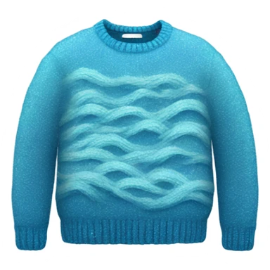 Knit blue sweater with water wave glittery design sticker