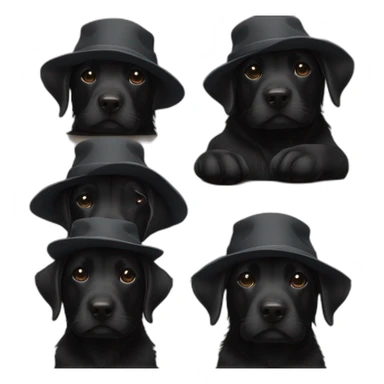 black dog-in-a-hat-sleeps sticker