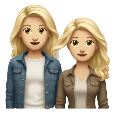 Two besties one with blonde hair and one with  brown hair have five each other sticker