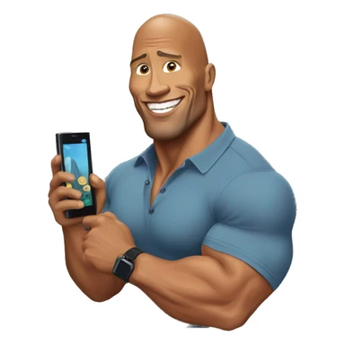 dwayne johnson with a mobile phone sticker