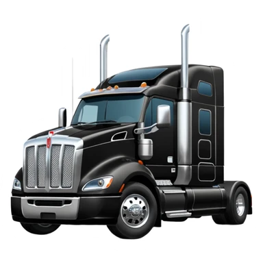 2026 Black Kenworth T680 Flat Top Semi Sleeper extended cab with stacks make realistic sticker