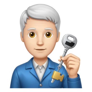 Hombre blanco con juego de llaves en la mano sticker