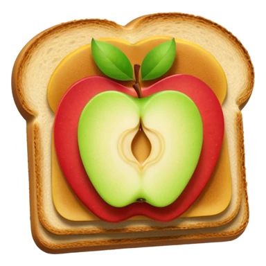 toast with apple slices on top, clean and minimal sticker