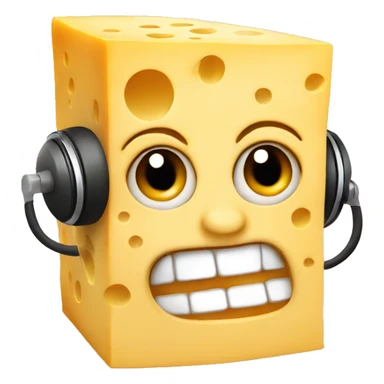 block of cheese listening to music sticker