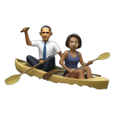Obama paddling trump sticker