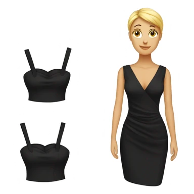 a black dress with a measuring tape wrapped around it sticker