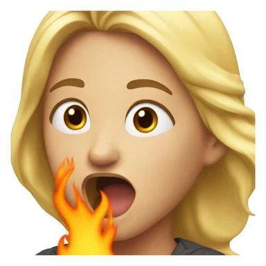 Blonde girl breathing fire out of her mouth  sticker