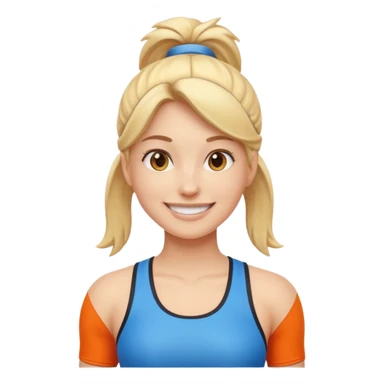 sporty woman cartoon emoji style front view sticker