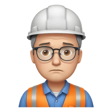engineer with glasses looking really sad sticker