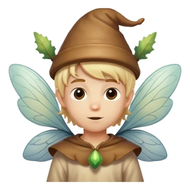 Blonde boy with acorn hat and fairy wings sticker