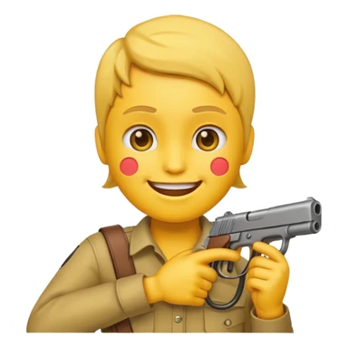 Create a smiling face emoji that’s holding a gun aimed to their forehead sticker