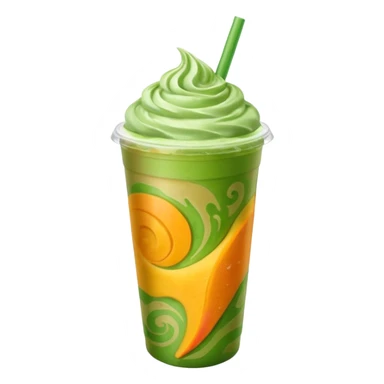 Iced Mango Matcha latte in a 16oz plastic cup sticker