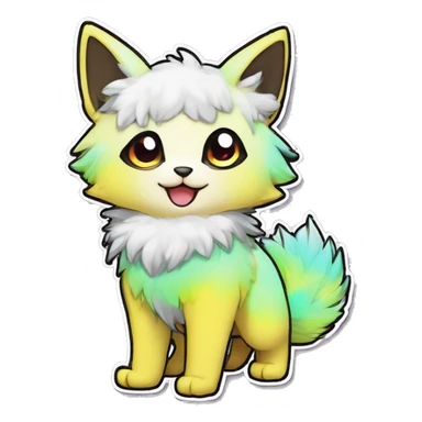 Anthro Fluffy Cool Cute Magical Elemental Shiny Colorful Neon Vibrant Colors Sparkle Kemono-style Chibi Fantasy-Animal-Fakémon-Pokémon-Hybrid Fur Sona Aesthetic Full Body Sticker sticker