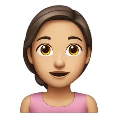 brunette girl with a very big left ear sticker