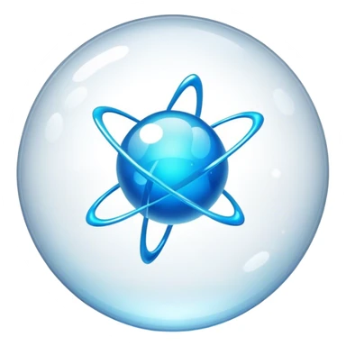 A liquid sphere with atoms floating inside sticker