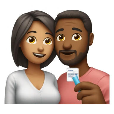 couple looking at pregnancy test sticker