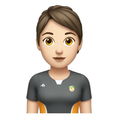 A white girl with brune hair and a fringe in a sport outfit sticker