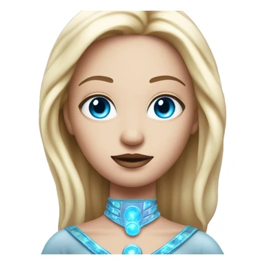 andromedan pink diva with thin face long blonde hair and blue eyes third eye glowing sticker