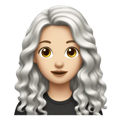 White girl with long black wavy hair sticker